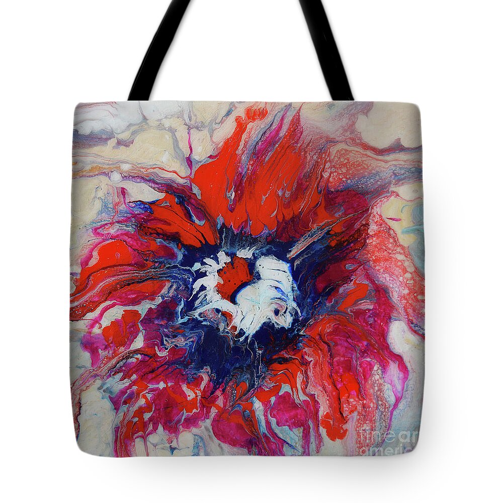 Flower Tote Bag featuring the painting Red Flower by Jyotika Shroff