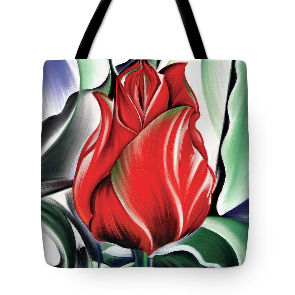 Flower Tote Bag featuring the digital art Red Jewel of Spring by Garth Glazier