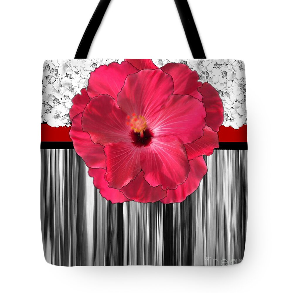 Pink Tote Bag featuring the digital art Pink, Lily Motif by Delynn Addams