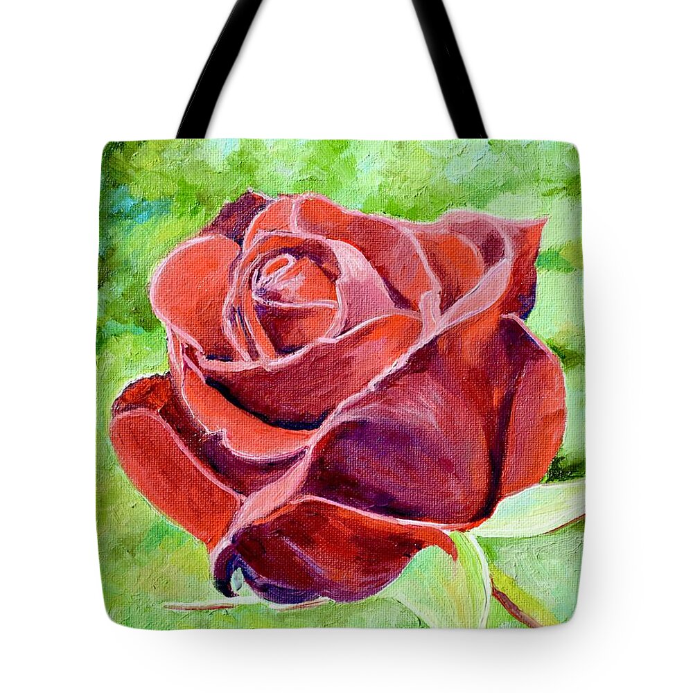 Rose. Red Rose Tote Bag featuring the painting Red Red Rose by Dai Wynn