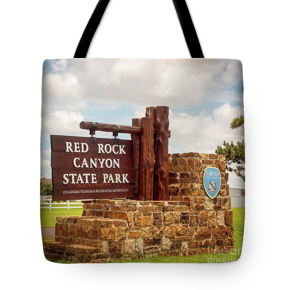 Red Rock Canyon State Park Tote Bag featuring the photograph Red Rock Canyon State Park Entrance Sign by Imagery by Charly