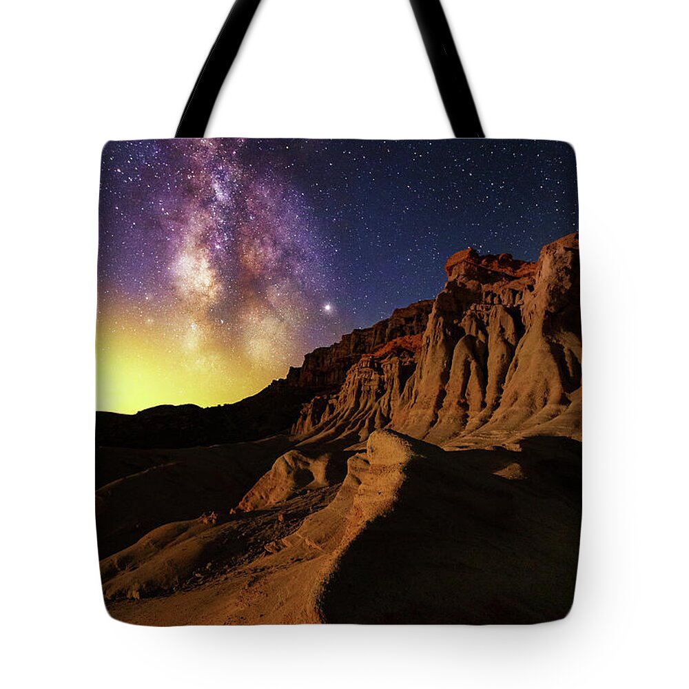Milkyway Tote Bag featuring the photograph Red Rock by Tassanee Angiolillo