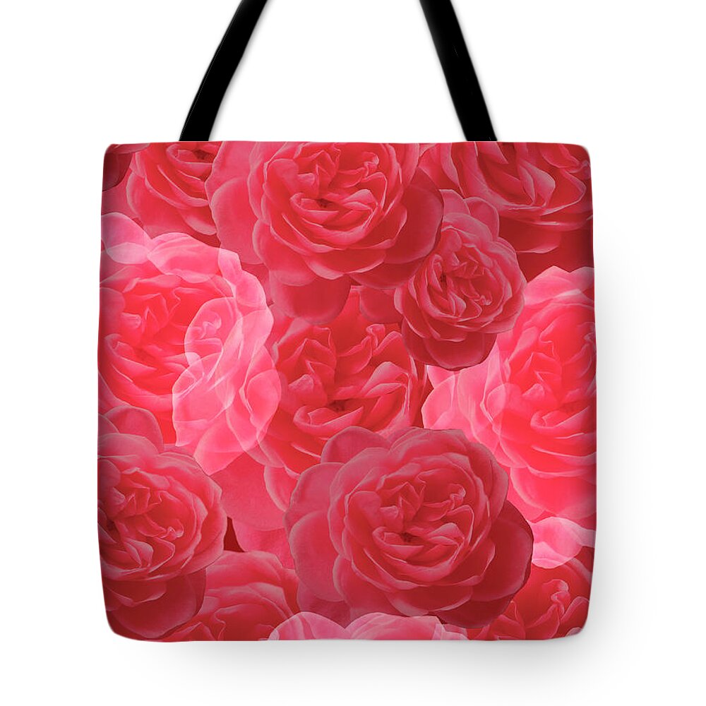 Red Tote Bag featuring the photograph Red Roses Art Collage by Johanna Hurmerinta