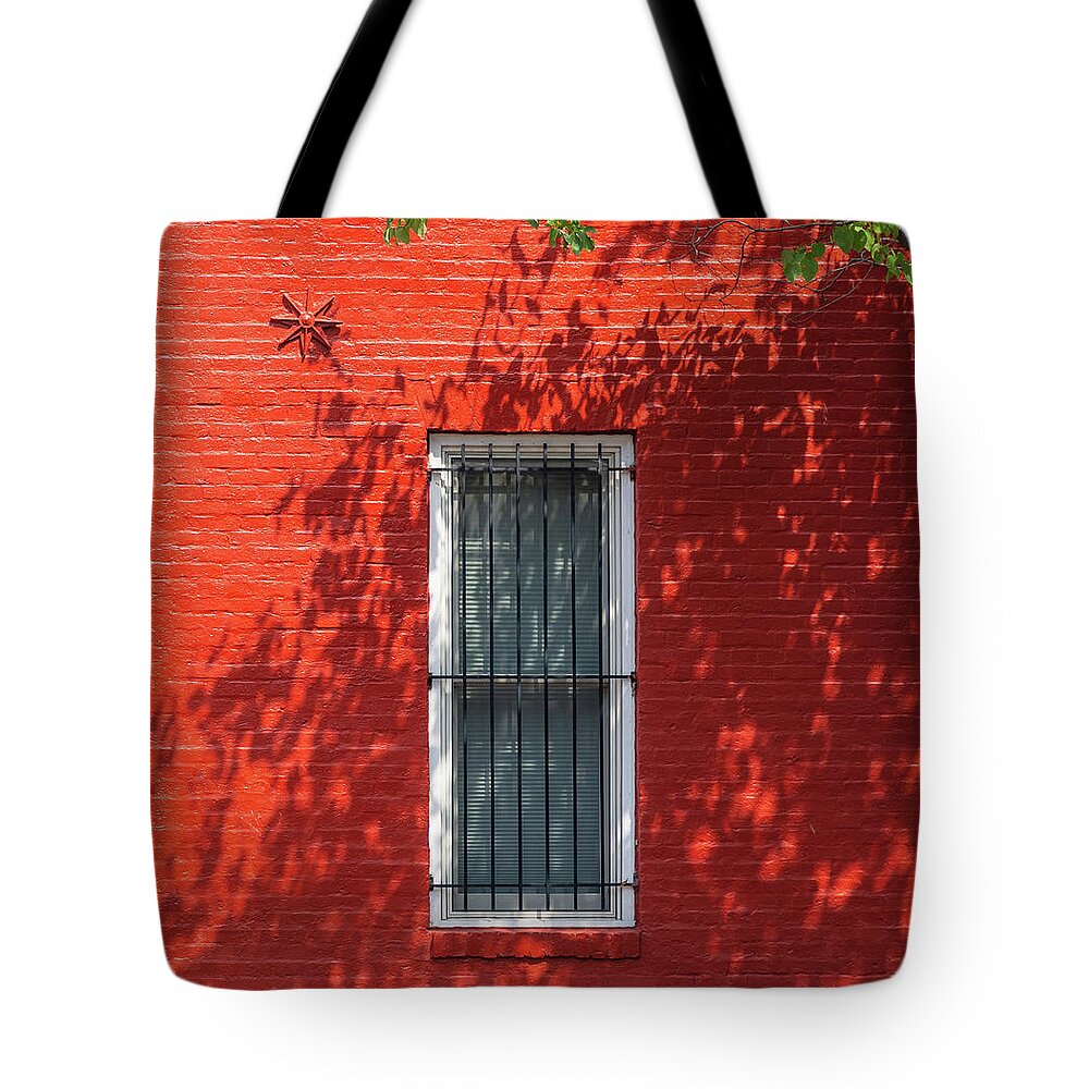 Architecture Tote Bag featuring the photograph Red Shadow by Liz Albro