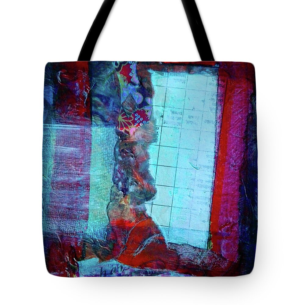 Window Tote Bag featuring the mixed media Red Window by Mimulux Patricia No