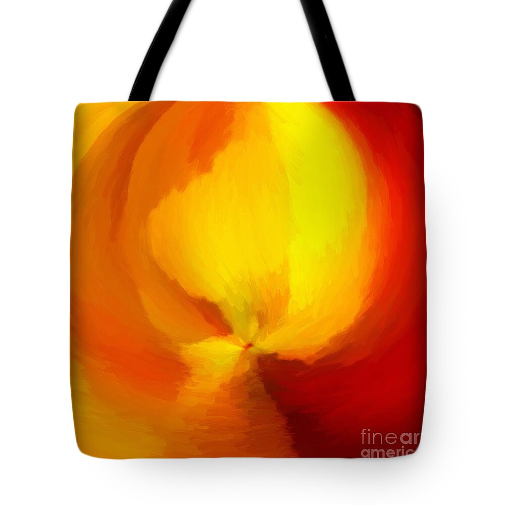 Painting Tote Bag featuring the digital art Red Yellow Abstract by Delynn Addams by Delynn Addams