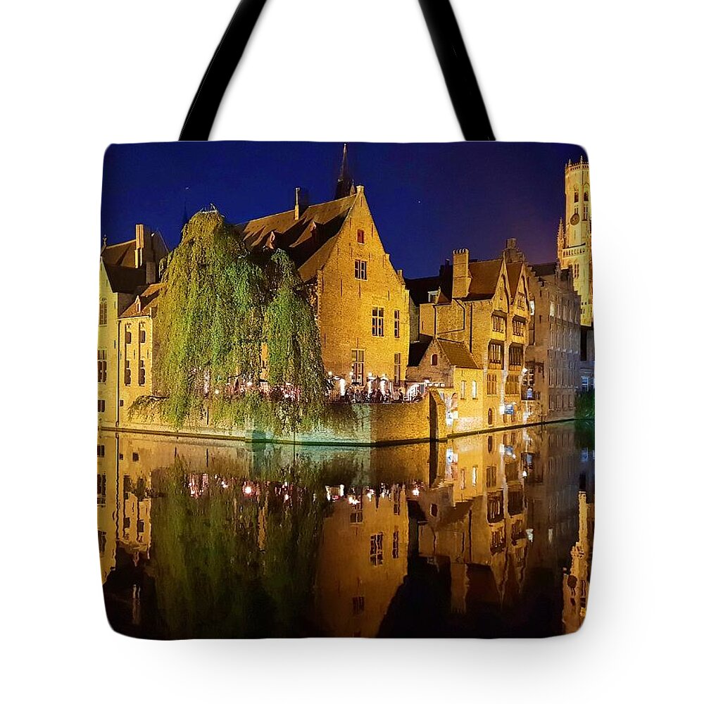City Tote Bag featuring the photograph Reflections of Bruges by Andrea Whitaker