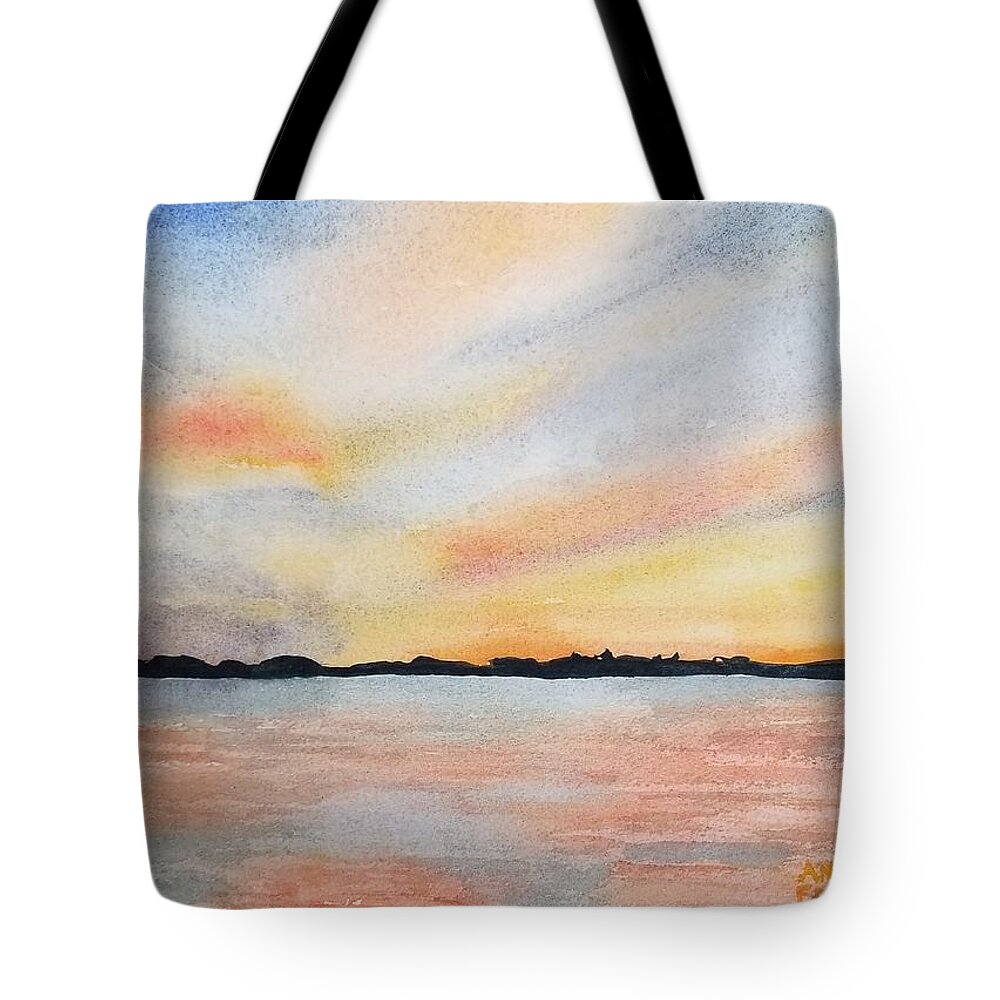 Mullet Lake Tote Bag featuring the painting Regan Sunset by Ann Frederick