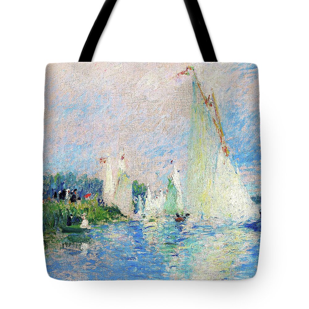 Pierre-auguste Renoir Tote Bag featuring the painting Regatta at Argenteuil - Digital Remastered Edition by Pierre-Auguste Renoir