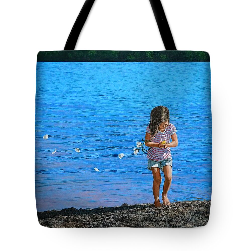Girl Tote Bag featuring the painting Rescuer by Christopher Shellhammer