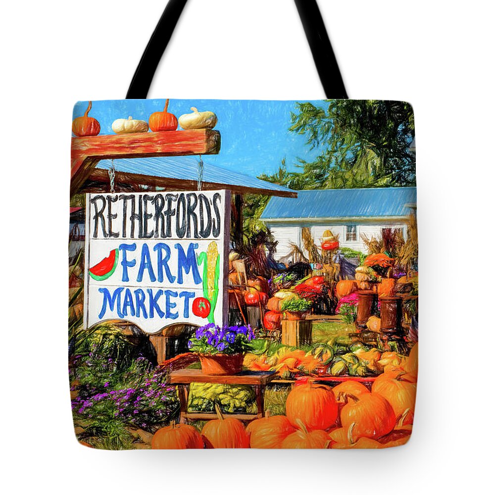Fall Tote Bag featuring the digital art Retherford's Market Autumn #1 by Barry Wills