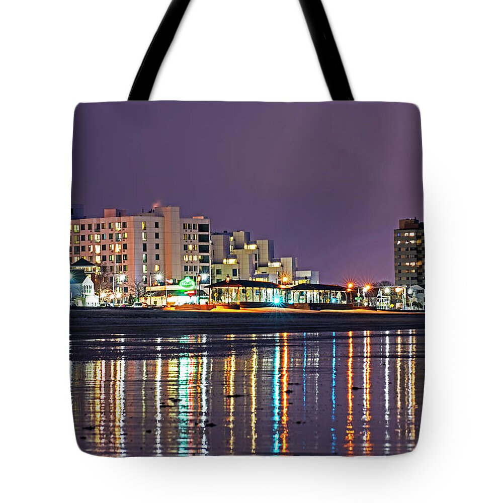 Revere Tote Bag featuring the photograph Revere Beach Reflection Ocean Ave by Toby McGuire