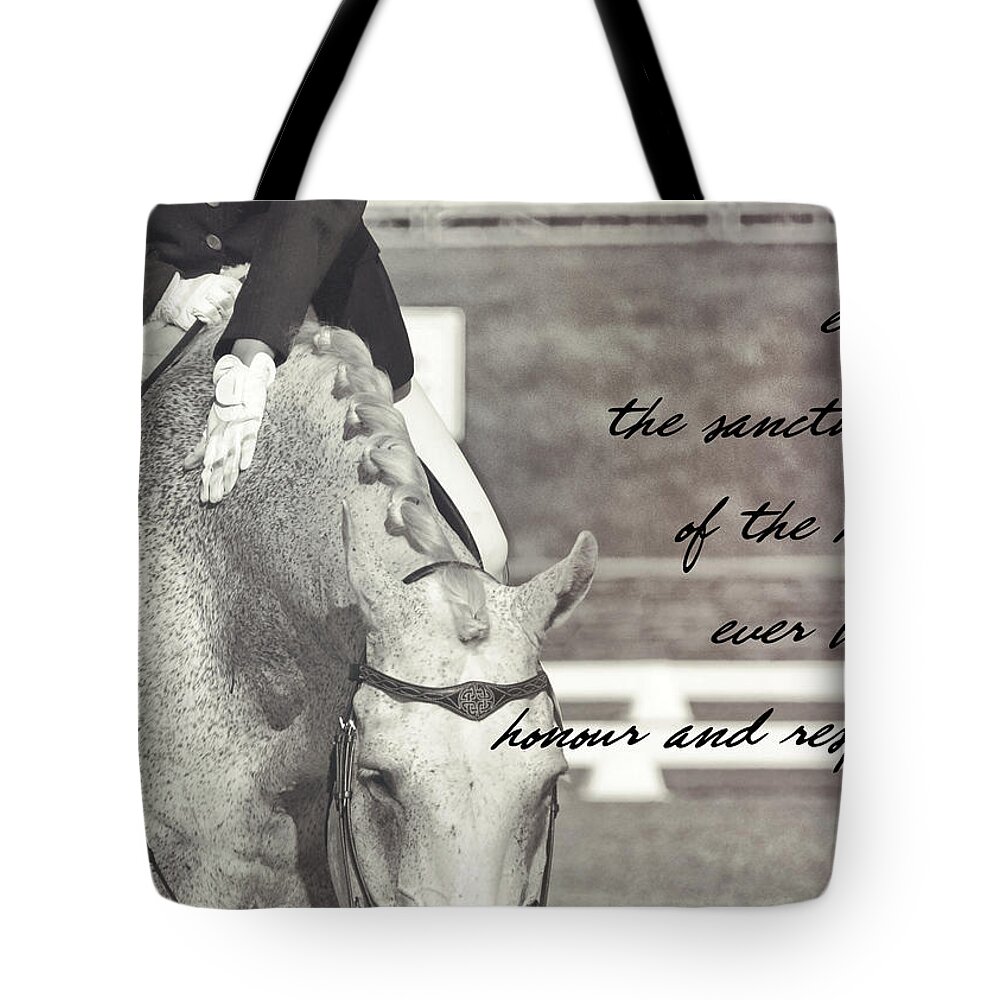 Area Tote Bag featuring the photograph REWARD quote by Dressage Design