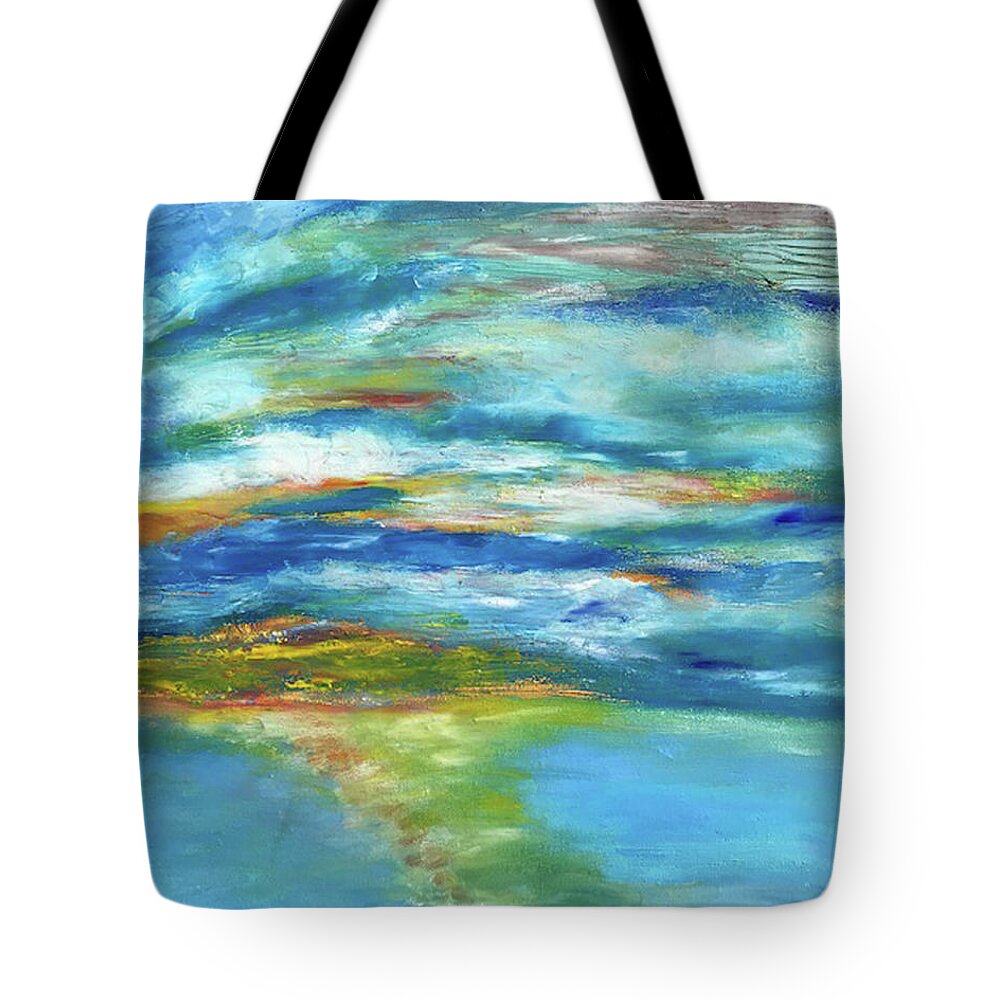 Sunset Tote Bag featuring the painting Rhapsody in Blue Sunset by Susan Grunin