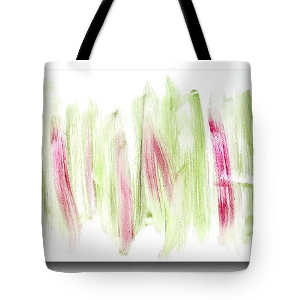 Oil. Abstract Tote Bag featuring the painting Rhubarb in the Garden by Tom Atkins