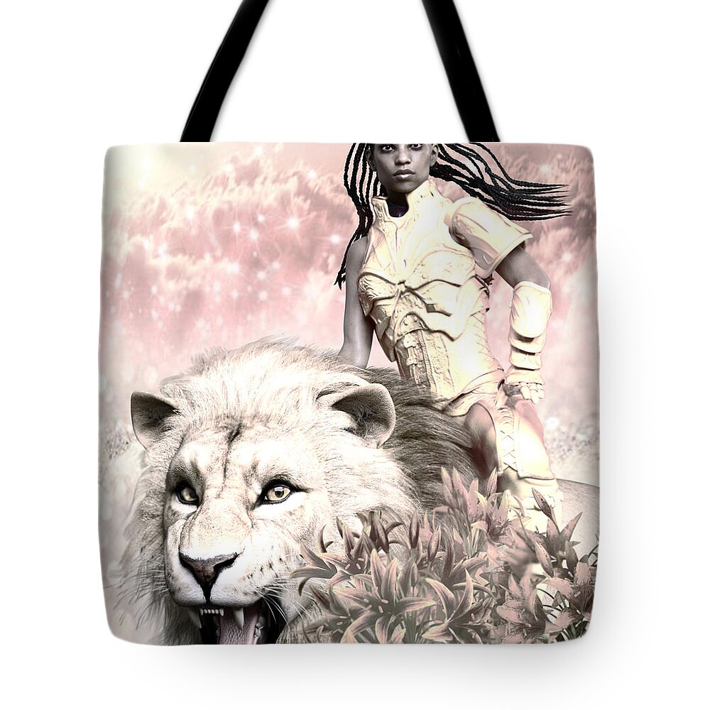 Fantasy Tote Bag featuring the digital art Ride the lightning by Suzanne Silvir