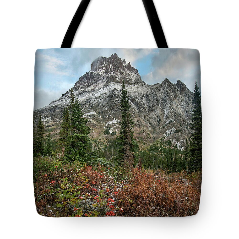 00575365 Tote Bag featuring the photograph Rising Wolf Mountain, Glacier National by Tim Fitzharris
