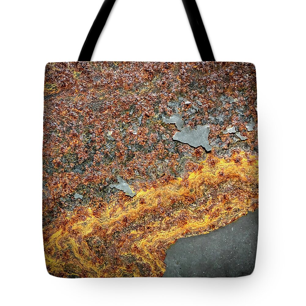 Jean Noren Tote Bag featuring the photograph River of Rust by Jean Noren