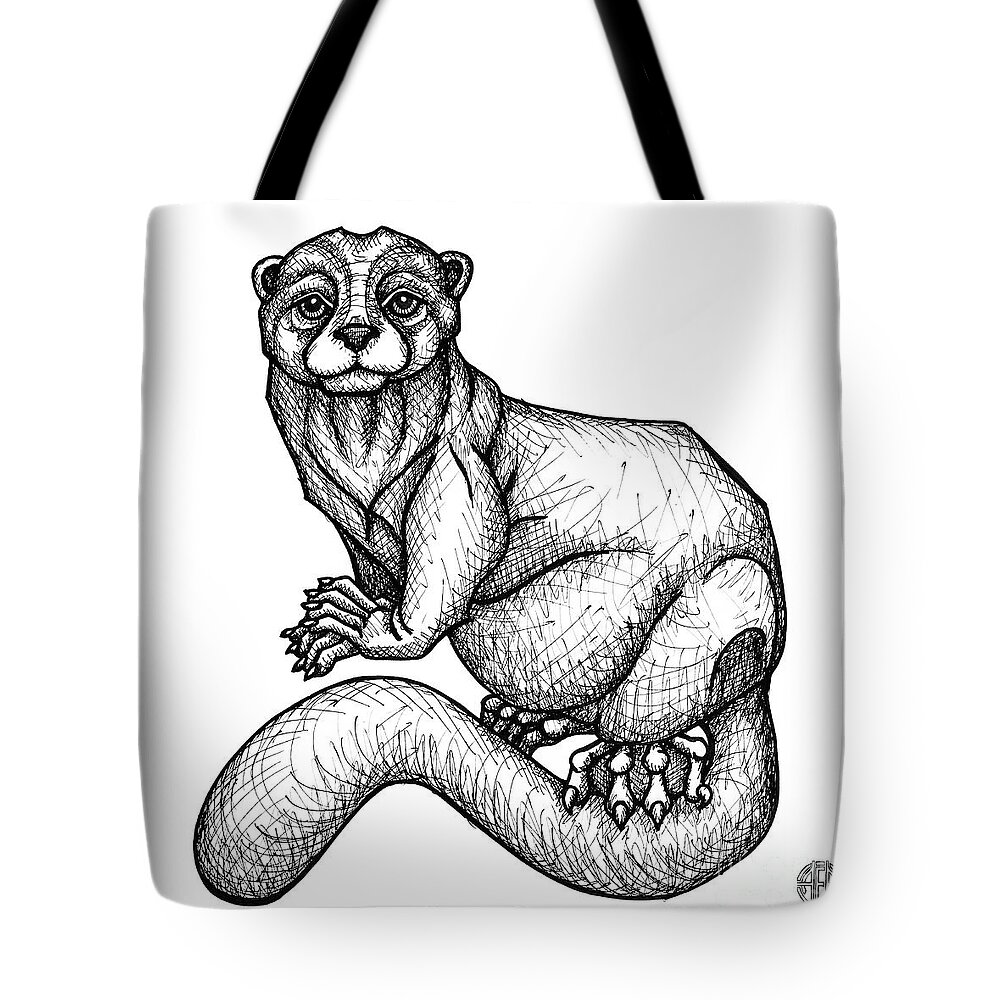 Animal Portrait Tote Bag featuring the drawing River Otter by Amy E Fraser