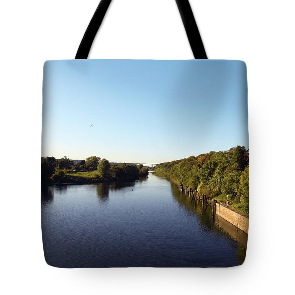 North Rhine Westphalia Tote Bag featuring the photograph River Ruhr In Kettwig by Justhavealook