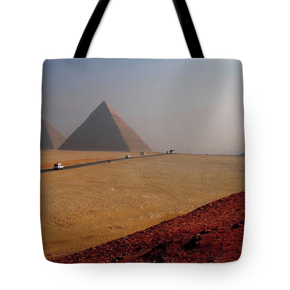 Tranquility Tote Bag featuring the photograph Road To Great Pyramids by Bijan Choudhury