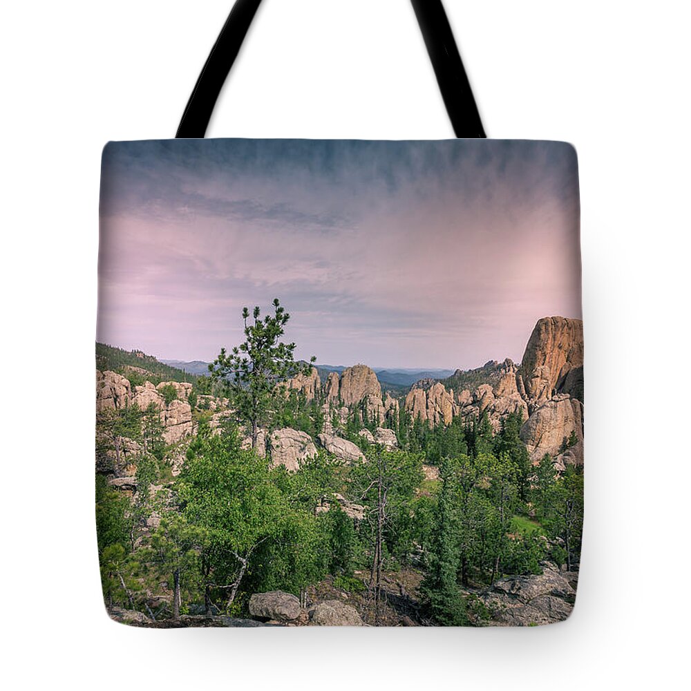 Rock Scaling Tote Bag featuring the photograph Rock Scaling Black Hills by Chris Spencer