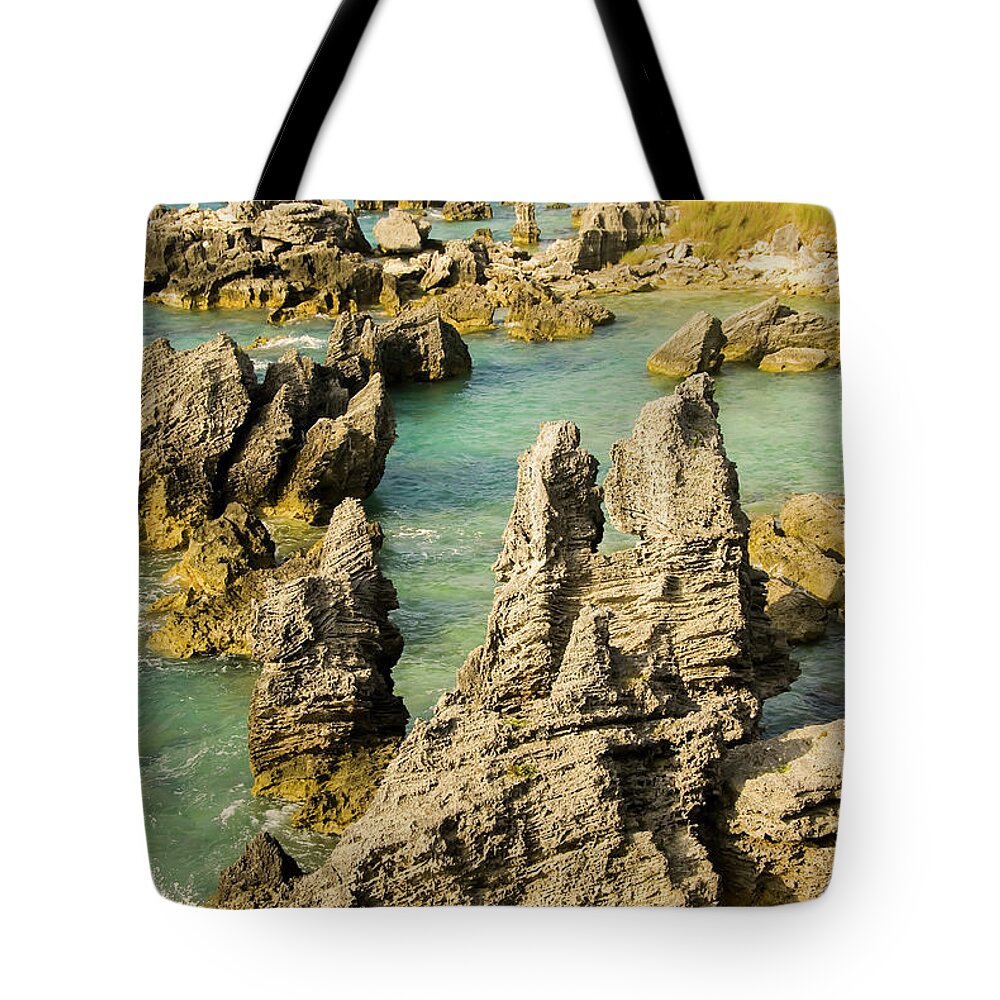 Tobacco Bay Tote Bag featuring the photograph Rocky Coast St. Georges Bermuda by M Timothy O'keefe