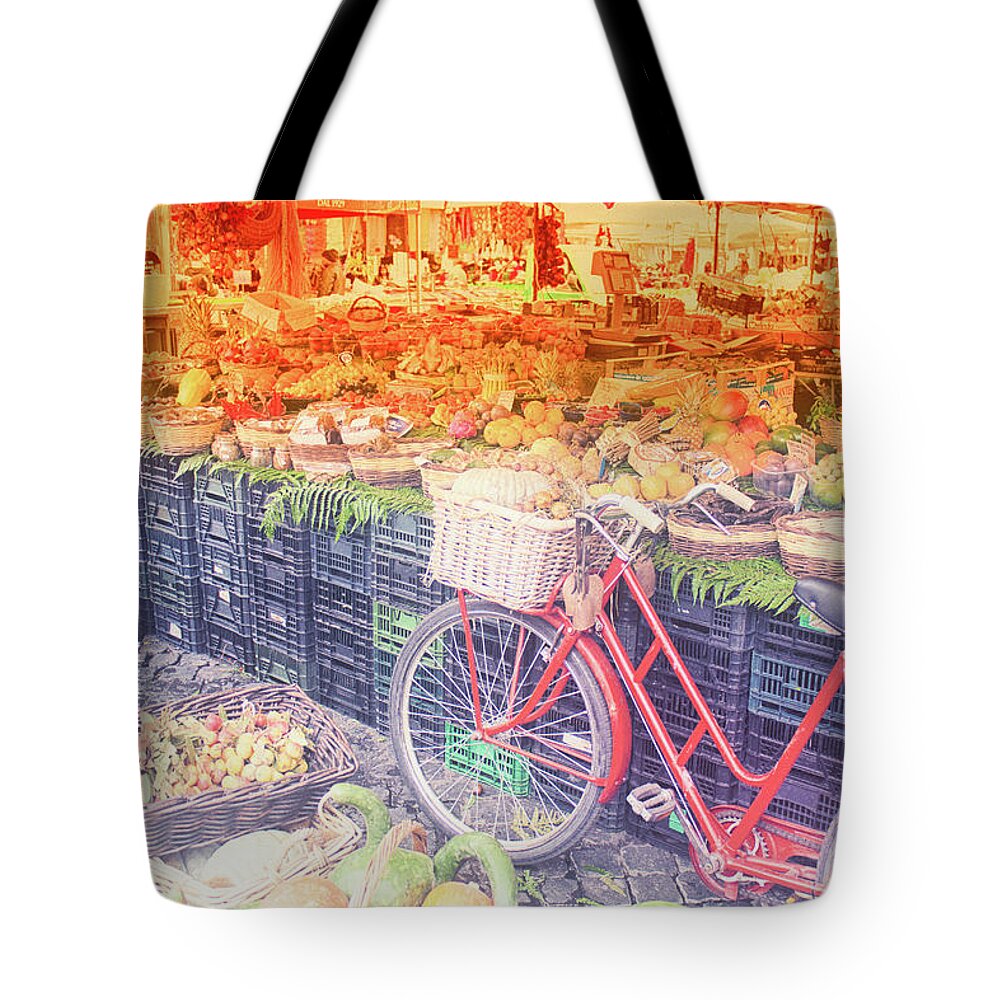 Red Bike Tote Bag featuring the photograph Rome 4 by Becqi Sherman