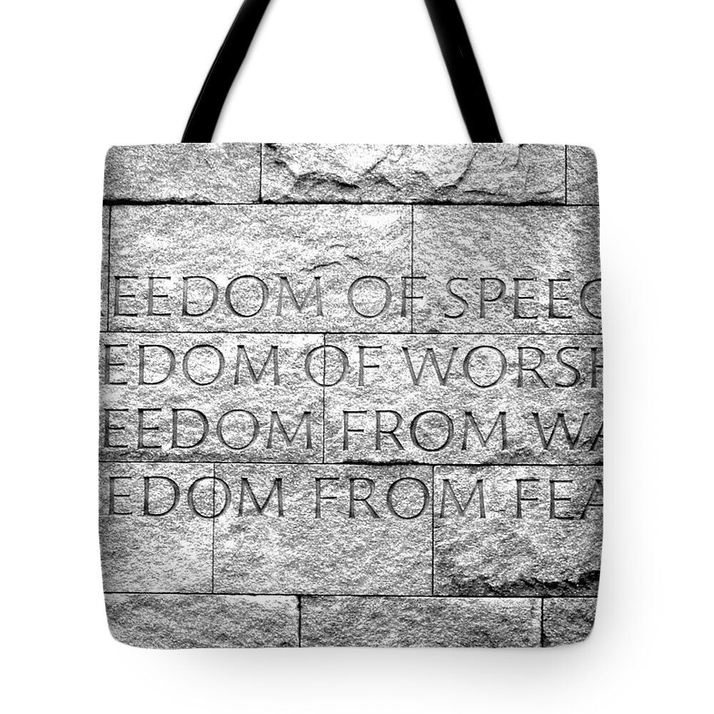 Roosevelt Tote Bag featuring the photograph Roosevelt's Freedoms by Jerry Griffin