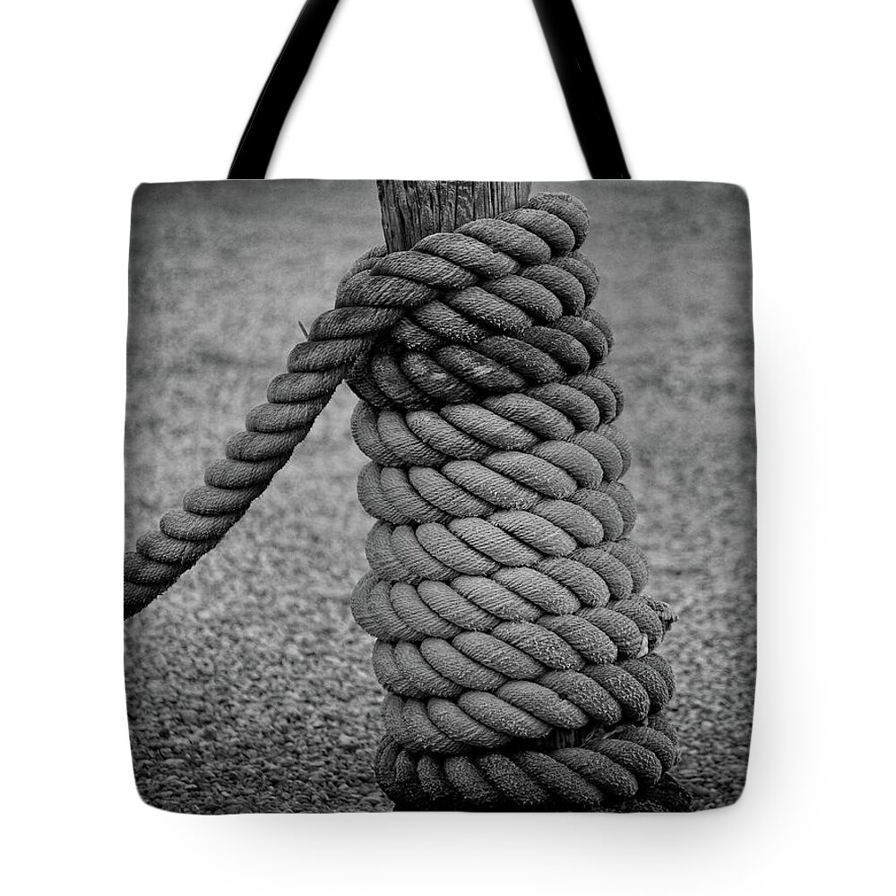 Ship Tote Bag featuring the photograph Rope and Post by Mark Miller