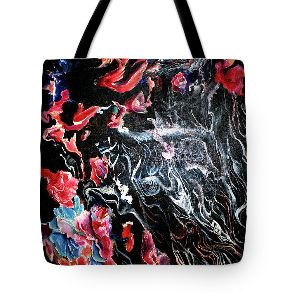 Spring Tote Bag featuring the painting Rose Melt by Medea Ioseliani