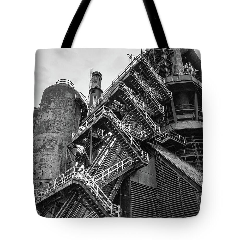 Steel Mill Tote Bag featuring the photograph Rough Commute by Kristopher Schoenleber