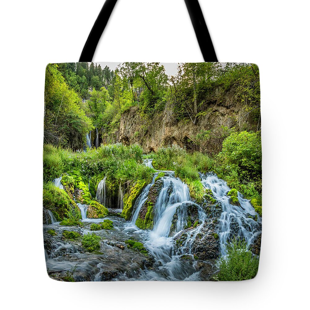 Waterfall Tote Bag featuring the photograph Roughlock Falls by Lorraine Baum