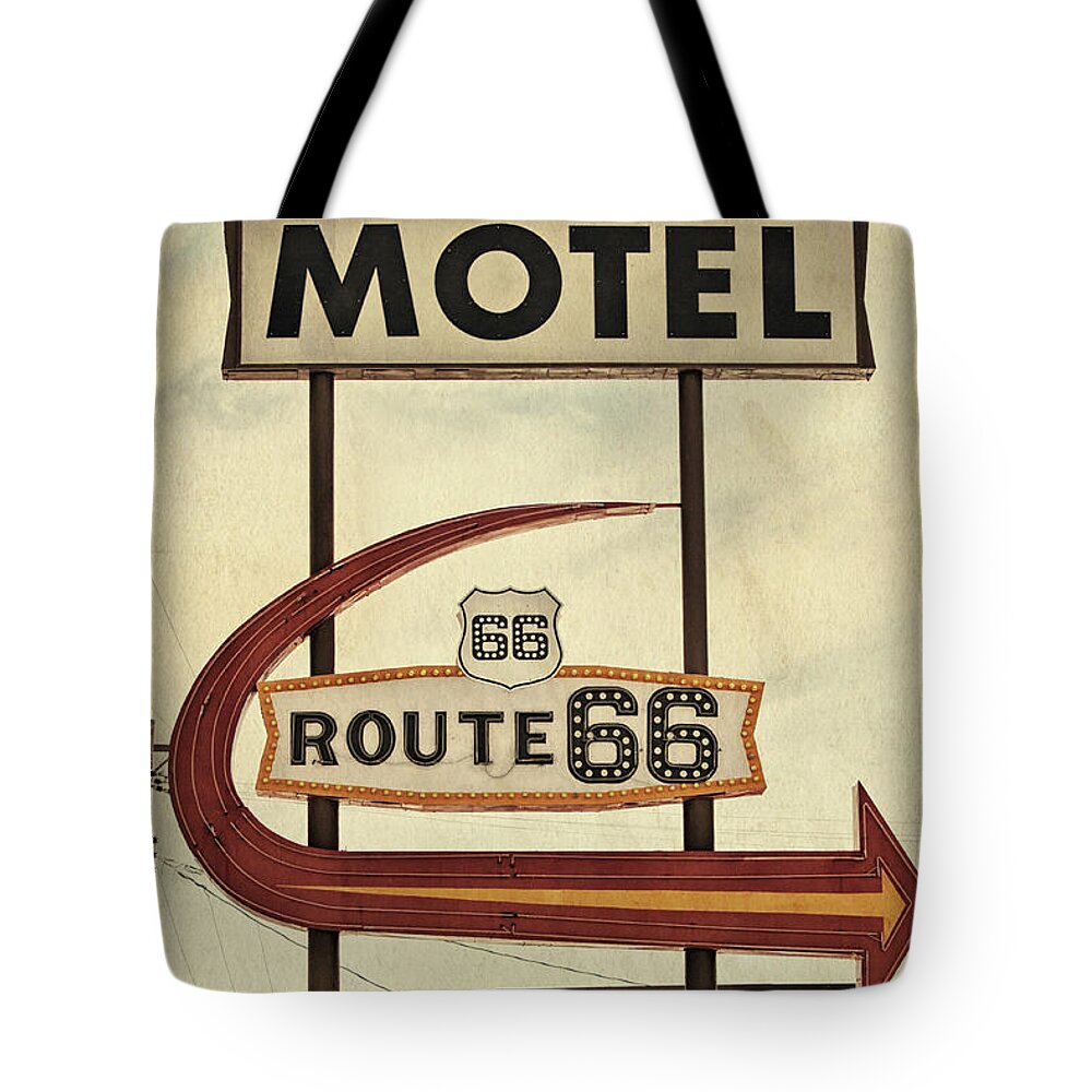 Route 66 Tote Bag featuring the photograph Route 66 Motel in Kingman, Arizona by Tatiana Travelways