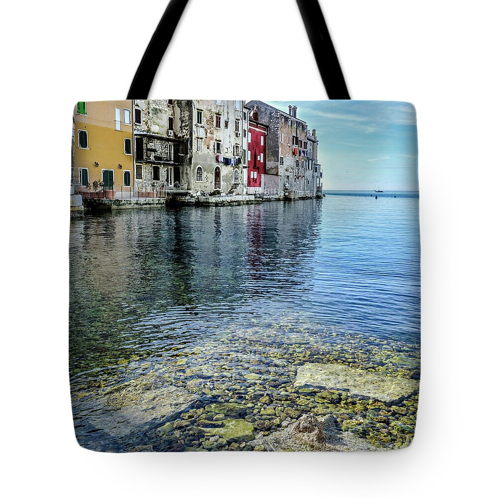 Rovinj Tote Bag featuring the photograph Rovinj Harbor by David Meznarich