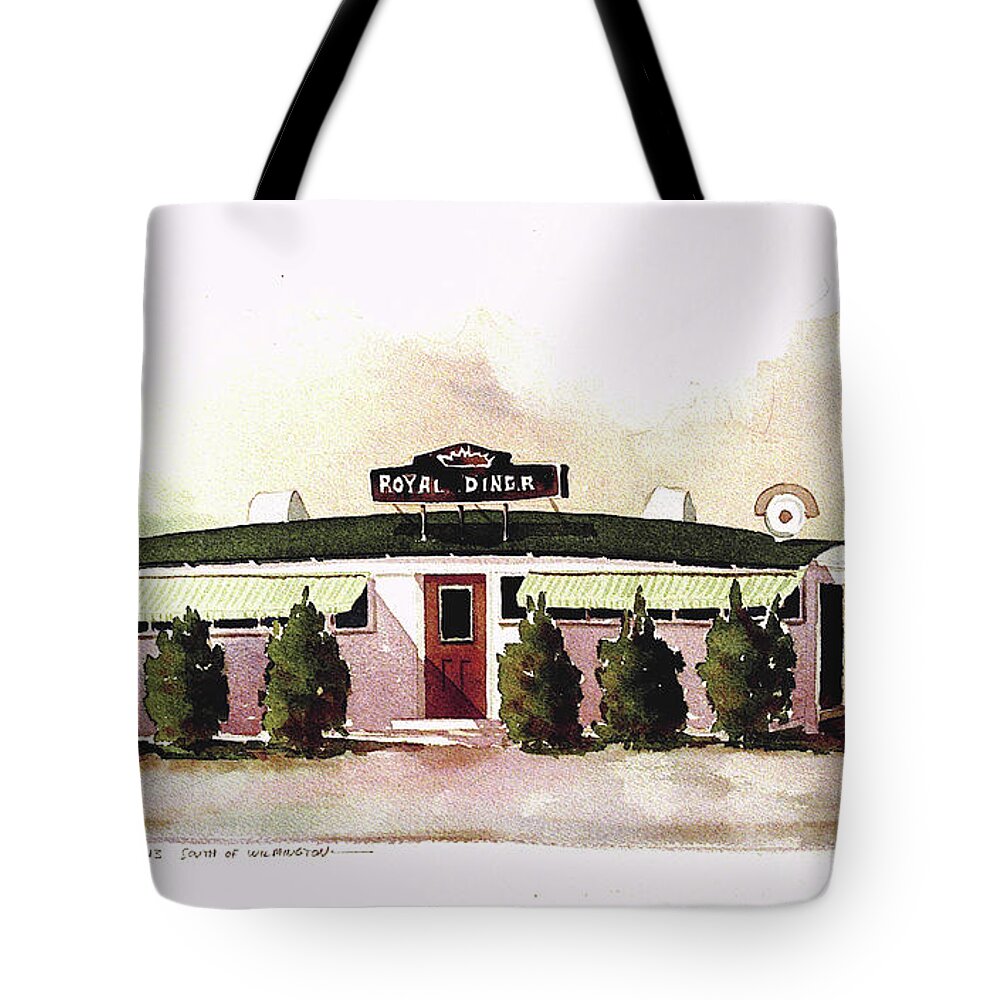 Wilmington Delaware Tote Bag featuring the painting Royal Diner by William Renzulli