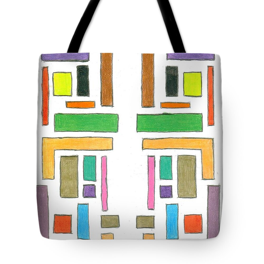 Colorful Bright Pattern Symmetry Symmetrical Tote Bag featuring the painting Rug#4 by Alan Chandler