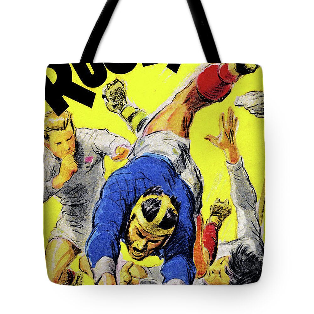 Rugby Tote Bag featuring the painting Rugby 61 by Paul Ordner