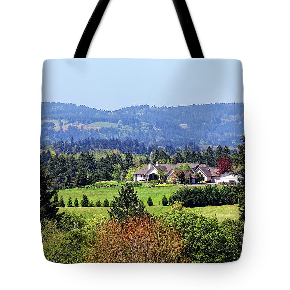 Rural Home Tote Bag featuring the photograph Rural home hills forest Wilsonville Oregon by Robert C Paulson Jr