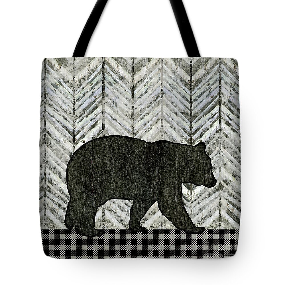 Mountain Tote Bag featuring the painting Rustic Mountain Lodge Black Bear by Audrey Jeanne Roberts
