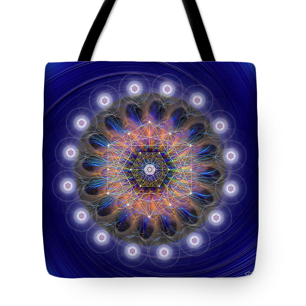 Endre Tote Bag featuring the digital art Sacred Geometry 726 by Endre Balogh
