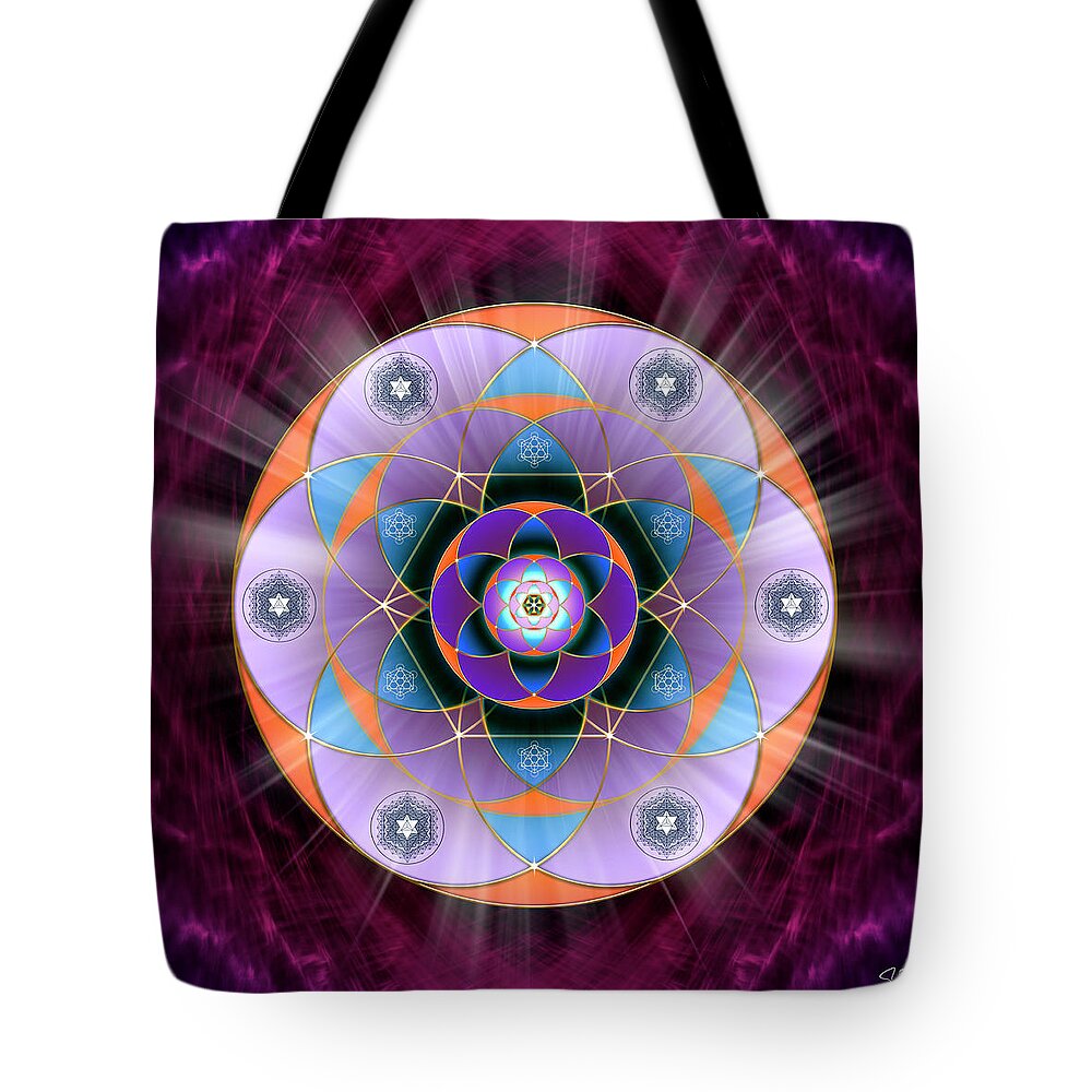 Endre Tote Bag featuring the digital art Sacred Geometry 733 by Endre Balogh