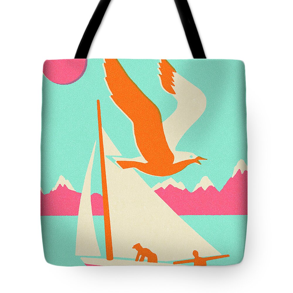 Activity Tote Bag featuring the drawing Sailboat on the Water by CSA Images