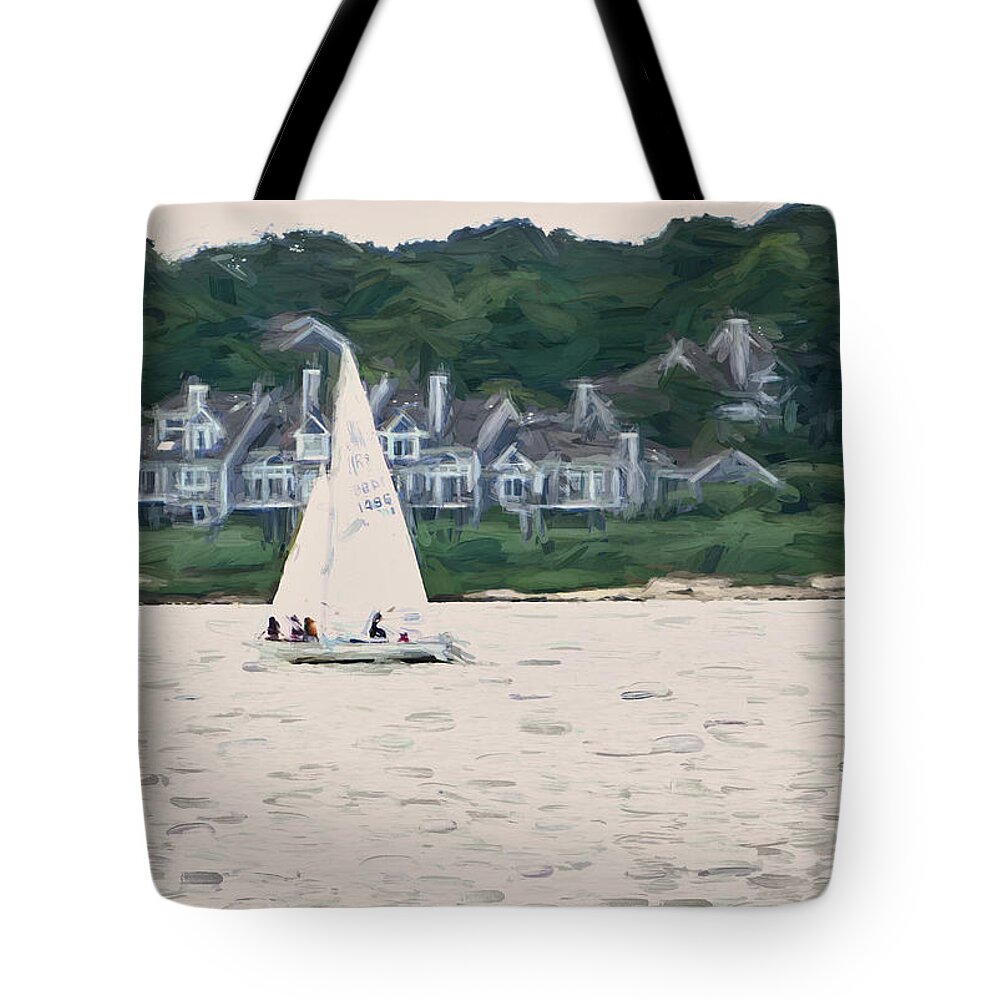 Sailboat Tote Bag featuring the photograph Sailboat Painterly by Andrea Anderegg