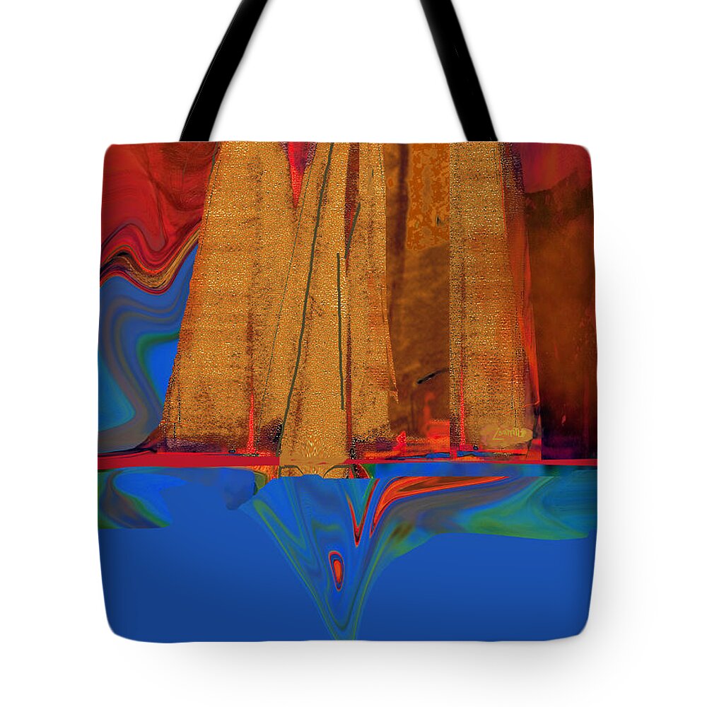 Abstract Tote Bag featuring the mixed media Sailing Forever No. 1 by Zsanan Studio