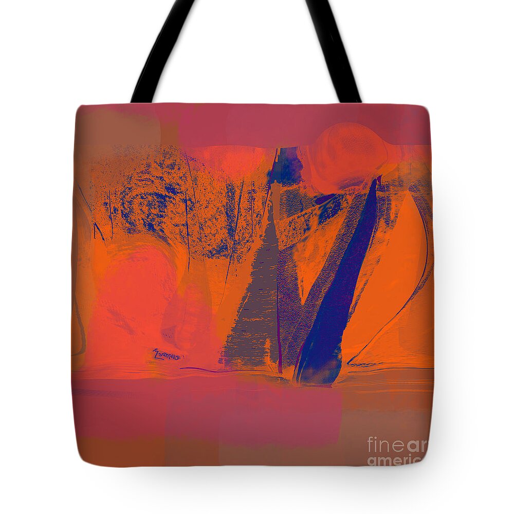 Square Tote Bag featuring the mixed media Sailing with Pythagoras No. 5 by Zsanan Studio