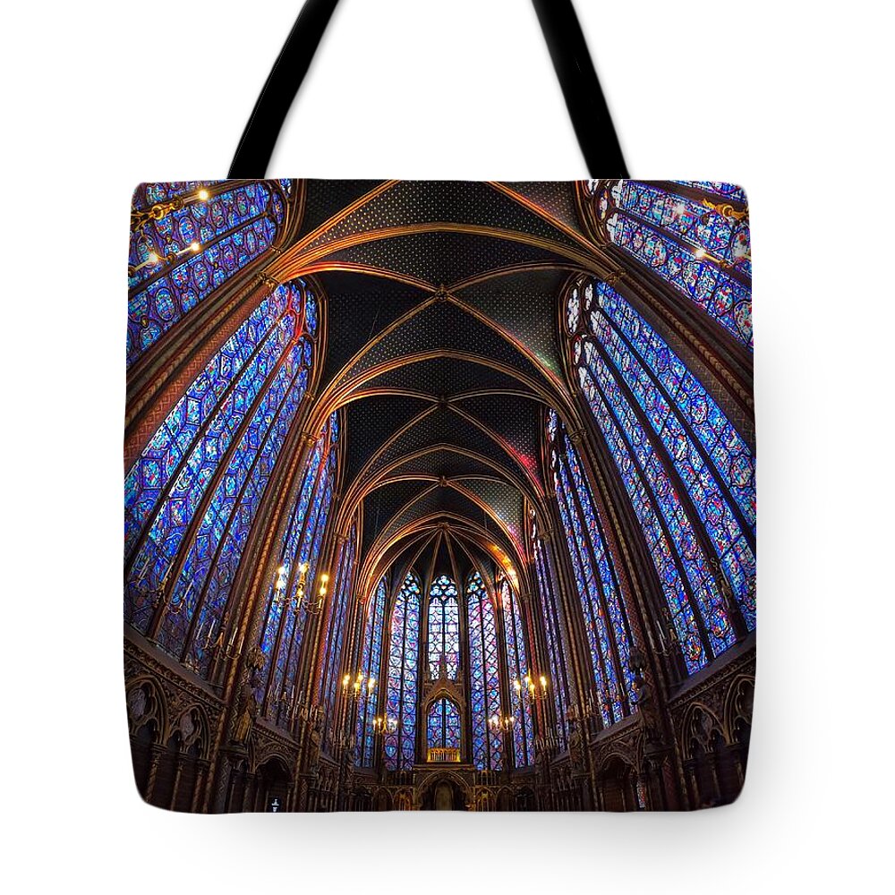 Cathedral Tote Bag featuring the photograph Sainte-Chapelle Stained Glass - Paris - France by Bruce Friedman