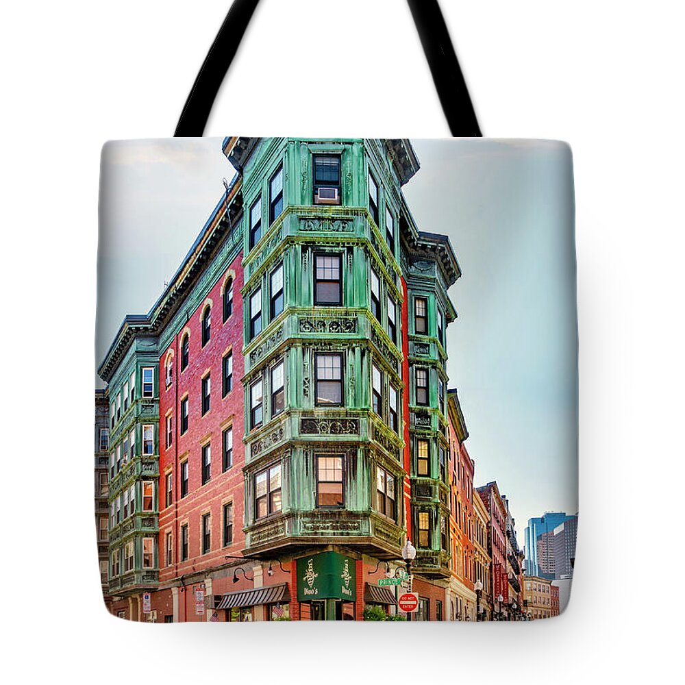 Estock Tote Bag featuring the digital art Salem & Prince St Building, Boston, Ma by Laura Zeid
