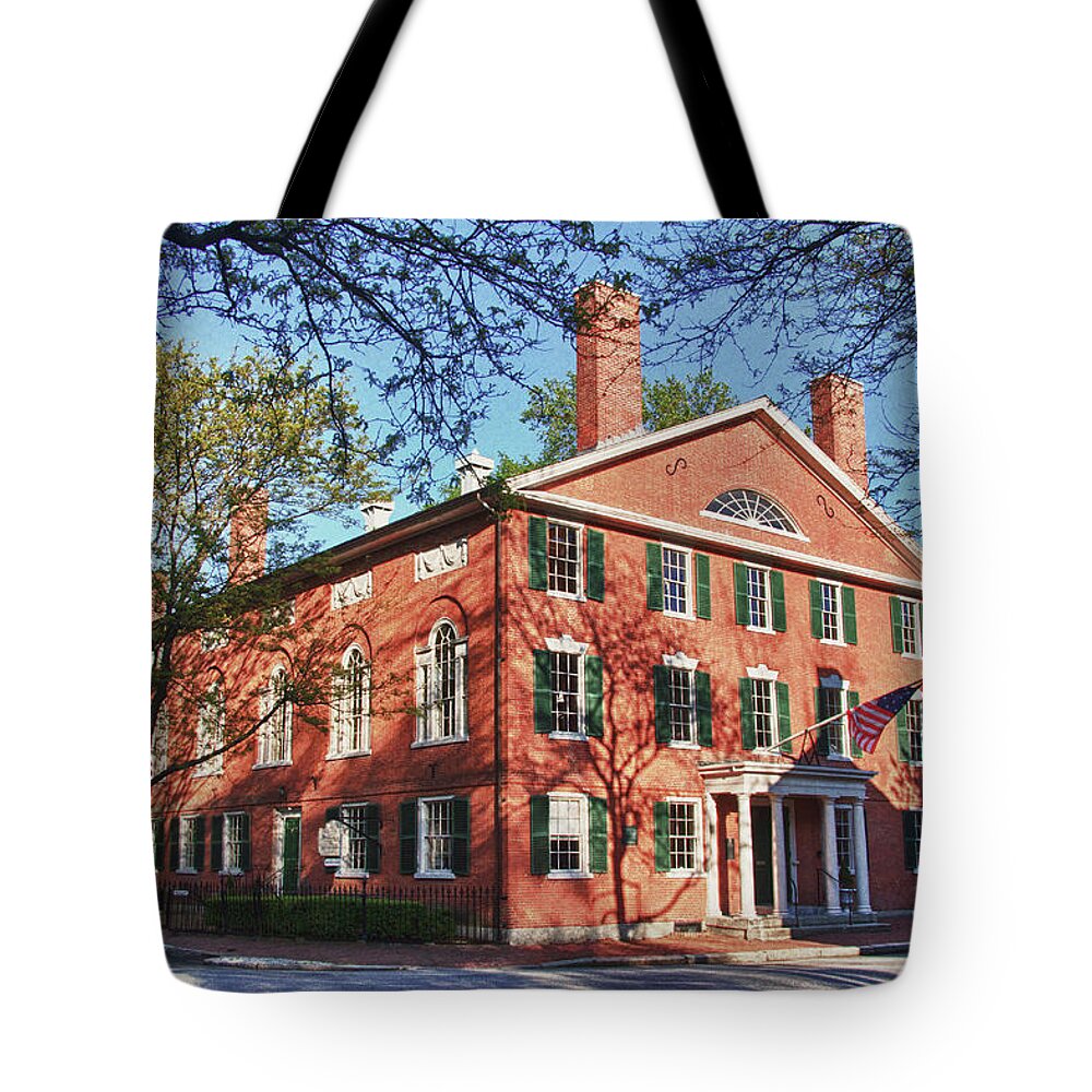 Alexander Hamilton Tote Bag featuring the photograph Salem Chestnut Street - Hamilton Hall by Jeff Folger