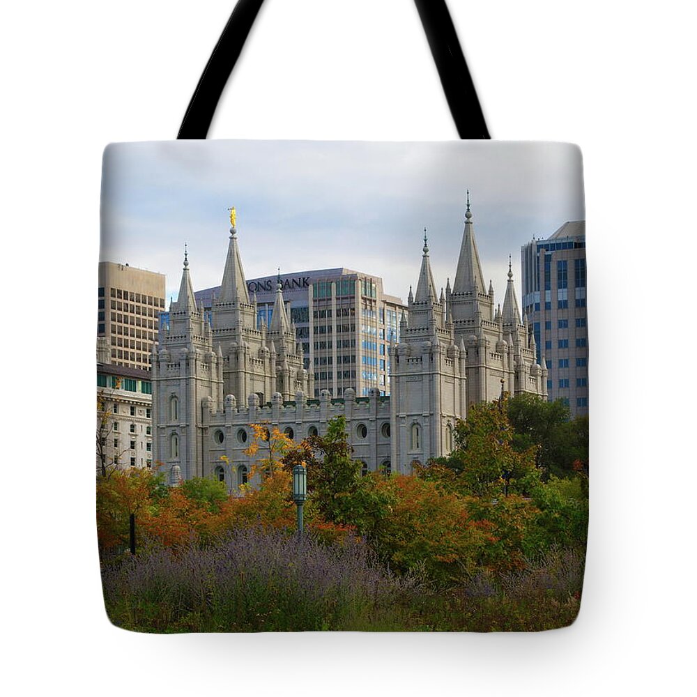 Temple Tote Bag featuring the photograph Salt Lake City Temple by Nathan Abbott
